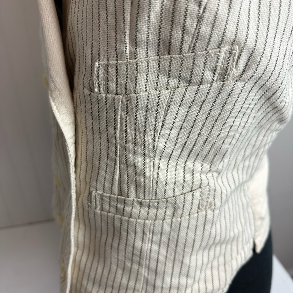 Denim & Supply Ralph Lauren Cream Pinstripe Double-Breasted Vest - Picture 7 of 14